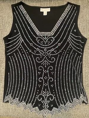 Dress Barn Collection Women’s Embellished Beaded Black Tank - Petite Small - Image 1 of 3