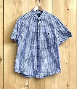 Ralph Lauren Blue White Seersucker Short Sleeve Shirt Sz XL - Picture 1 of 4