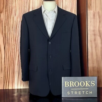 Chaqueta Blazer Brooks Brothers 346 Elastizada Para Hombre 44L Azul Marino 3 Botones Defecto Foto 1 de 4