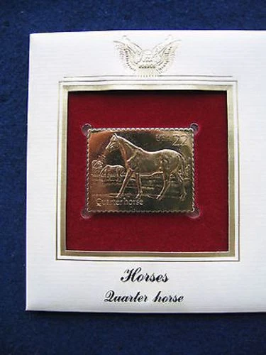 1985 Quarter Horse FDC Replica Gold Golden Cover Stamp - Image 1 of 3