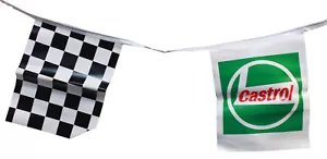 Used Castrol Racing Checkered Bunting Flags Genuine Perkins 23 x 29 cm x 7 Flags - Picture 1 of 5