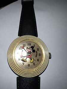 Vintage Antique Bradley Mickey Mouse Swiss Made Watch working Original Band Rare