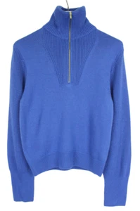 Les Copains Pullover Damen Mittel Blau Halb Reißverschluss Hoher Kragen Strick - Bild 1 von 9