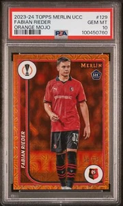 Fabian Rieder 2023-24 Merlin UCC 129 Rookie Orange Mojo Refractor /25 PSA 10 GEM - Bild 1 von 2