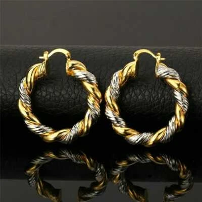 18ct Gold plated 2 tone designed earrings - Image 1 of 4