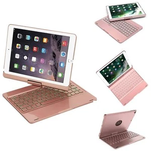 iPad 9.7" 2018/2017/Air 2 360°Rotating Bluetooth Backlit Keyboard Case Cover - Picture 1 of 41