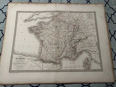 Old Antique Large 1829 Lapie Map of France in Military Departments and Divisions - Image 1 of 4