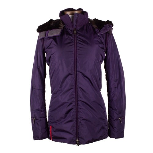 GIUBBINO PUFFER PRADA NYLON VIOLA MANICA E CAPPUCCIO RIMOVIBILE tg 40