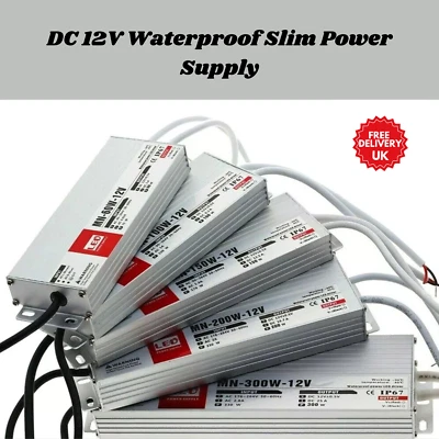 DC 12V LED Treiber Trafo 60W-200W wasserdichtes Netzteil | IP67 Nennleistung - Bild 1 von 4