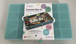 melii Snackle Box XL Removable Dividers Snack Food Container 14" x 8" Aqua *NEW* - Picture 1 of 16