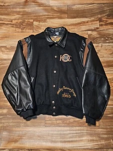 Vintage Harley Davidson Wool Leather Bikers HOG Est 1983 Jacket Cost Size Large - Picture 1 of 16