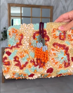 ZARA BNWT 2025. MULTICOLORED BEADED CLUTCH BAG CHAIN. 6573/510/202 - Picture 1 of 6