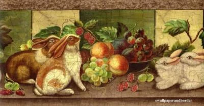 Raymond Waites Conejos Toscana Toscana Cocina Frutero Uva Papel Pintado Borde Foto 1 de 4