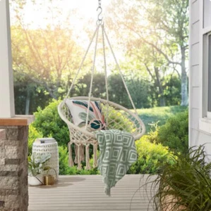 Leichter Veranda Hängestuhl Makramee Schaukel Bohemian Rope Lounge 265lb weiß - Bild 1 von 11