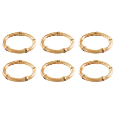 6 piezas servilletas de bambú natural soporte hebilla boda banquete comedor anillos Foto 1 de 4