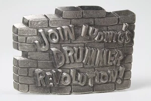 JOIN LUDWIG’S DRUMMER REVOLUTION! VINTAGE BELT BUCKLE Lewis Buckles Chicago 1976 - Picture 1 of 2