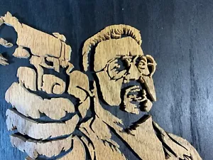Detaillierte John Goodman Big Lebowski Dekupiersäge Holzkunst zum Aufhängen handgefertigt - Bild 1 von 6