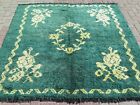 Vintage turecki kudłaty dywan, dywan moherowy, dywan z długimi włosami, zielony dywan 78 cali X71”