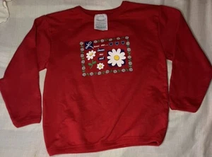 VTG-Toddler Girl Outfit Size 6T - Healthtex Long Sleeve Red Top & Navy Leggings - Picture 1 of 8