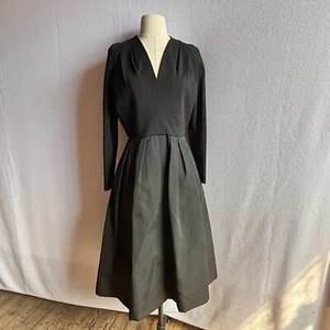 Vintage 1970s Pauline Trigere Little Black Modest Cocktail Dress with Pockets - Picture 1 of 12