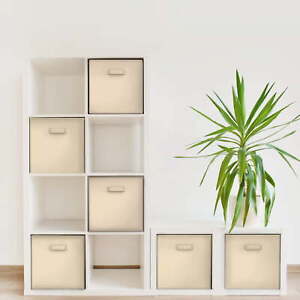 Home-Complete 6-Pack Collapsible Cube Storage Bins for Cubbies (Beige)