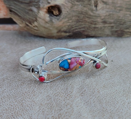 VALENTINO Bracciale Turchesi Rame Rosa Argento 925 Gioielli Designer Bracciale Regalo per Lei