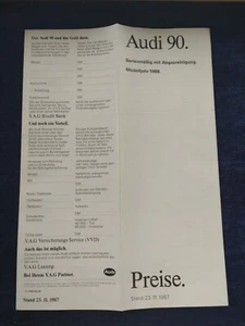 AUDI 90 Preisliste 23.11.1987 - Picture 1 of 1