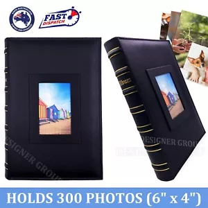 Photo Album 300 pockets Slip In Photos 6" x 4" 10x15cm With Memo Acid Free Black - Picture 1 of 10