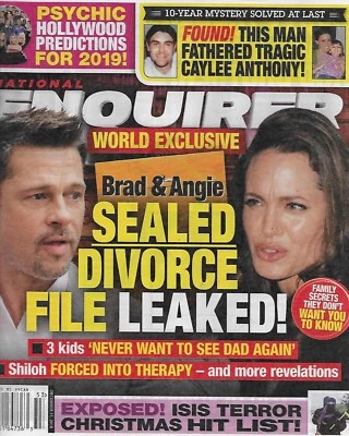 National Enquirer Magazine Angelina Jolie Brad Pitt Psychic Hollywood Prediction - Image 1 of 4