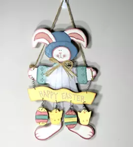Letrero colgante de madera de conejito de Pascua decoración de puerta de pared 16" de largo ¡EXCELENTE! - Imagen 1 de 5