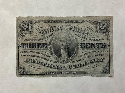 ~FR 1226  - THREE 3 CENTS FRACTIONAL CURRENCY NOTE - Image 1 of 2