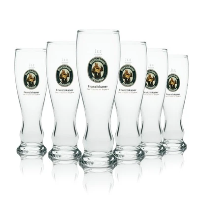 6x Franziskaner Bier Glas 0,3l Weizenglas Bayern Rastal Hefe Weißbier Edition