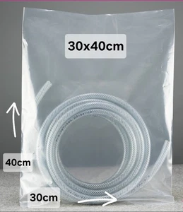 100 Clear Polythene Bags 30x40cm 200G Heavy Duty Plastic Screw Hook Storage - Picture 1 of 2