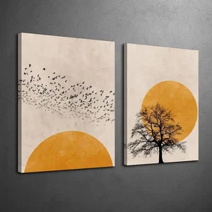 2pcs Minimalist & Boho Style with Charming Bird Wall Art Canvas Unframed - Picture 1 of 6