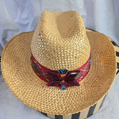 Sombrero de Vaquero de Paja Vintage con Estilo Hombres Mujeres Niños Buen Estado Foto 1 de 4