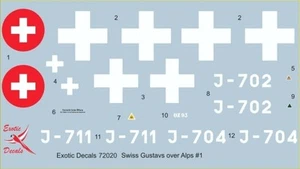 1/72 Swiss Gustavs over Alps #1 - Me 109G-6 in Swiss AF - part 1 (decal) - Bild 1 von 1