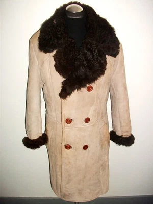 ANTARTEX SHEARLING SHEEPSKIN CROMBIE OVERCOAT Jacket COAT Military TRENCH Blazer - Image 1 of 4