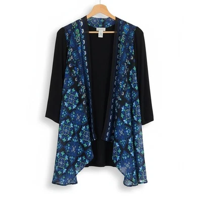 Catherines Womens 0X Artsy Boho Career Eclectic Sheer Paisley Duster Cardigan - Image 1 of 4