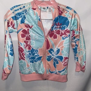 Adidas Girls Track Jacket Tropical Floral XS (7-8Y) - Picture 1 of 8