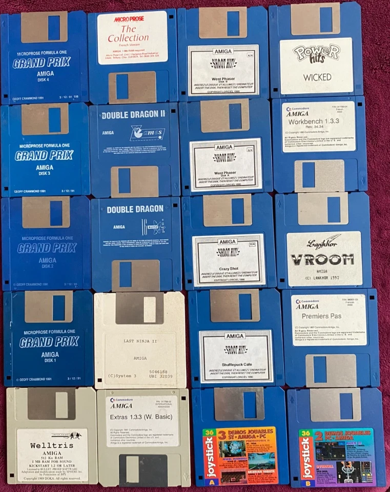 AMIGA / COMMODORE - LOT 20 DISQUETTES - DOUBLE DRAGON / LAST NINJA ... - Photo 1/2