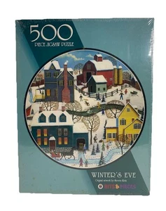 Weihnachten WINTERABEND rundes Kunst-PUZZLE - 500 Teile - Teile & Stücke 19,5 Zoll NEU - Bild 1 von 2