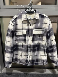 H&M Men's navy and cream checkered jacket Size L - Picture 1 of 2
