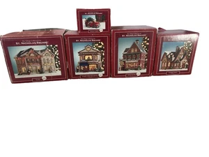 Vintage Lot Set 5 Nikolausplatz The Village Collection beleuchtet Weihnachten - Bild 1 von 12
