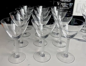 SET 12 LALIQUE Crystal Glass PHALSBOURG Champagne, Frosted Stem ART DECO - Picture 1 of 4