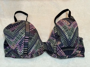 Victoria's Secret Black/Pink Bra Size 38DD Geometric - Picture 1 of 4