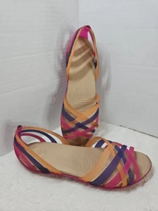 CROCS RAINBOW STRAPPED SANDALS, WOMENS SIZE 11 W PRE-OWNED - Picture 1 of 10