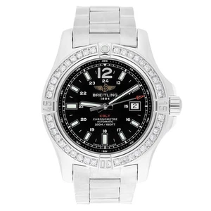 Reloj Breitling Colt A1738811/BD44 esfera negra bisel de diamantes acero inoxidable - Imagen 1 de 8