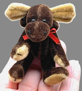 Casa de muñecas articulada Bitty MOOSE AÑOS 90 peluche moca terciopelo Boyds tamaño 2,5" a 3" de colección - Imagen 1 de 7