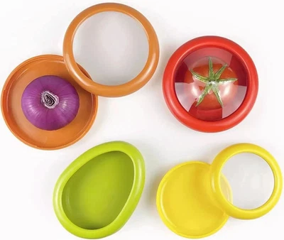 4 Pack Silicone Fruit Vegetable Containers Reusable Holder For Food Storage Set - Image 1 of 4