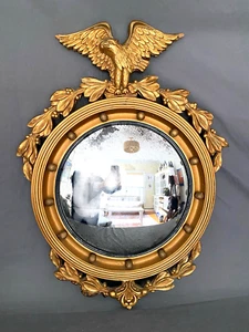 Vint Gold Painted Colonial/Federal Style Bullseye Mirror w/American Eagle Topper - Picture 1 of 16